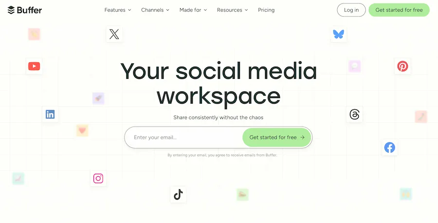 Buffer homepage: your social media workspace