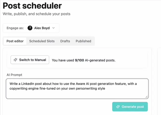 Screenshot showing AI-powered repurposing of a past LinkedIn post