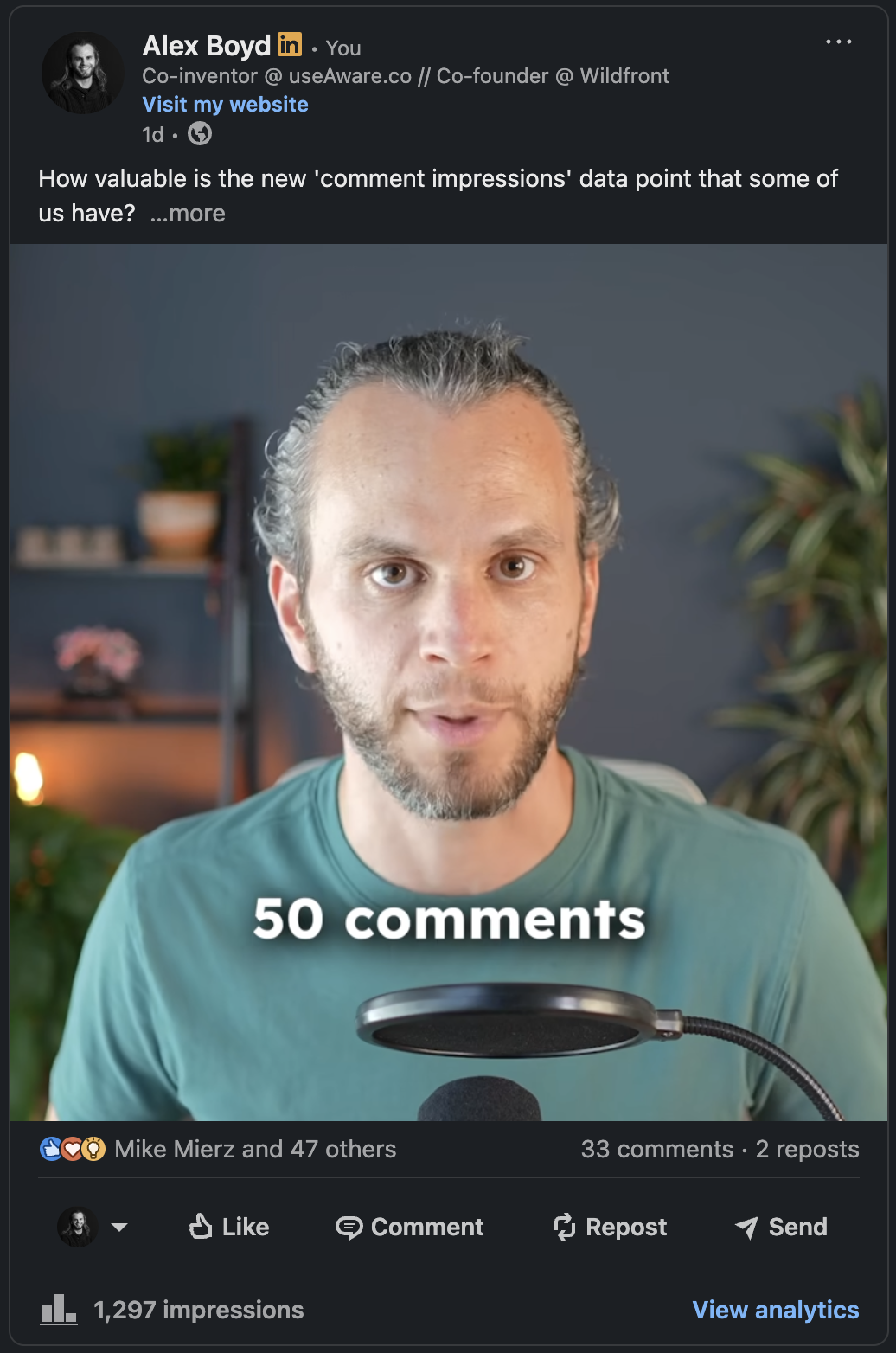 A well-designed LinkedIn video post example