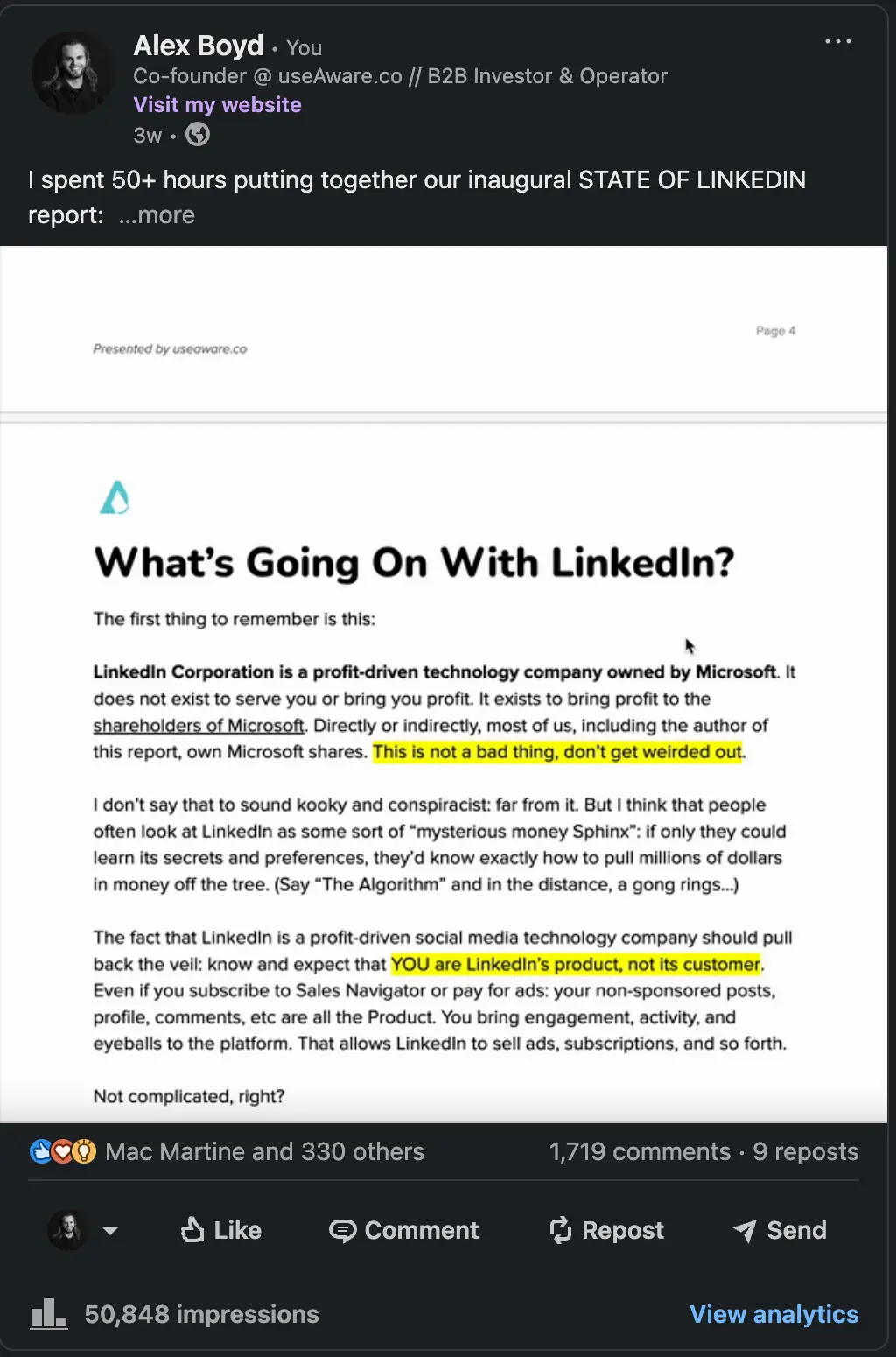 Lead magnet post on LinkedIn — early 2025, higher reach