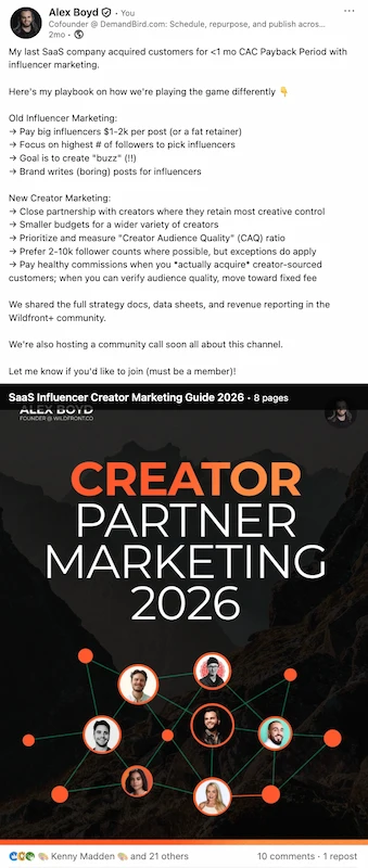 Example of a LinkedIn carousel post in the feed