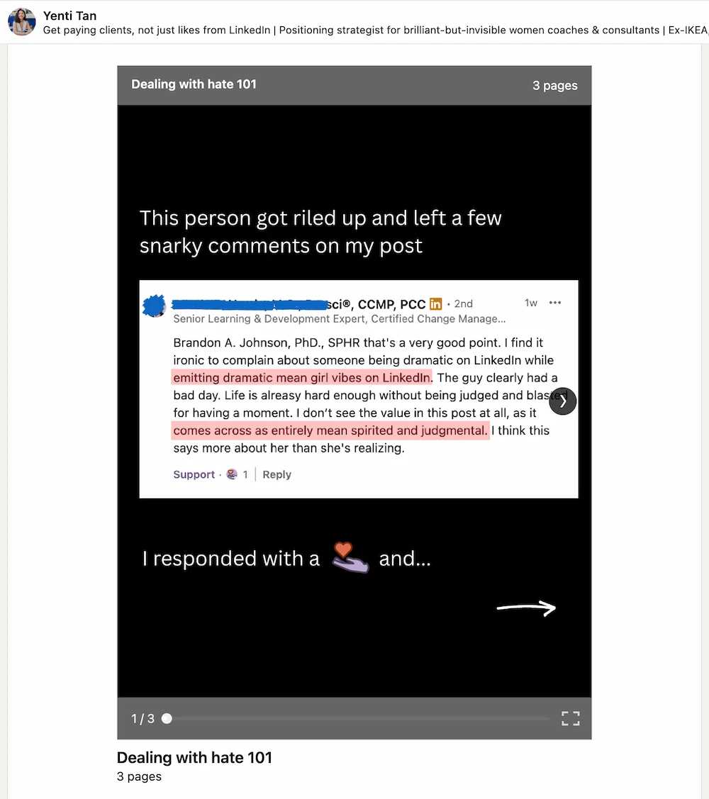 Example of a high-performing LinkedIn carousel first slide with bold design