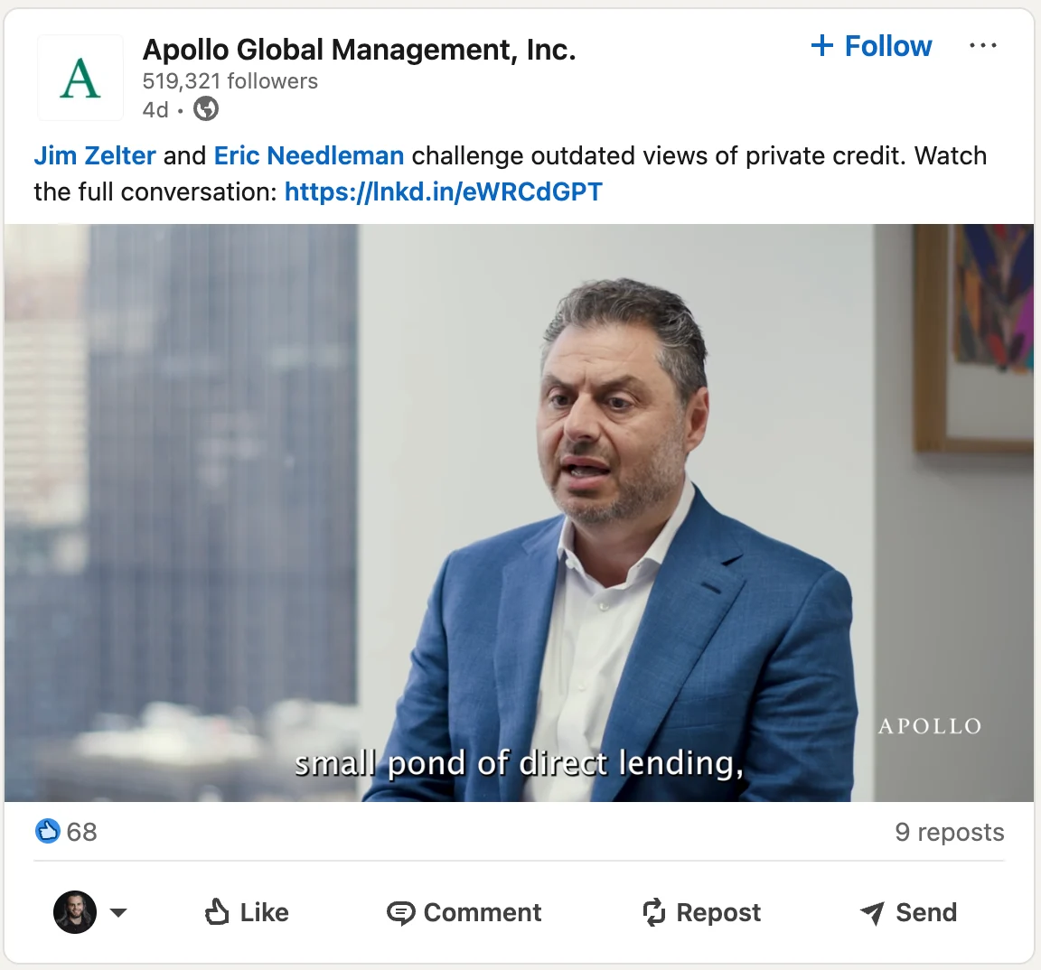 LinkedIn company page post promoting an industry event or webinar with a clear registration call-to-action
