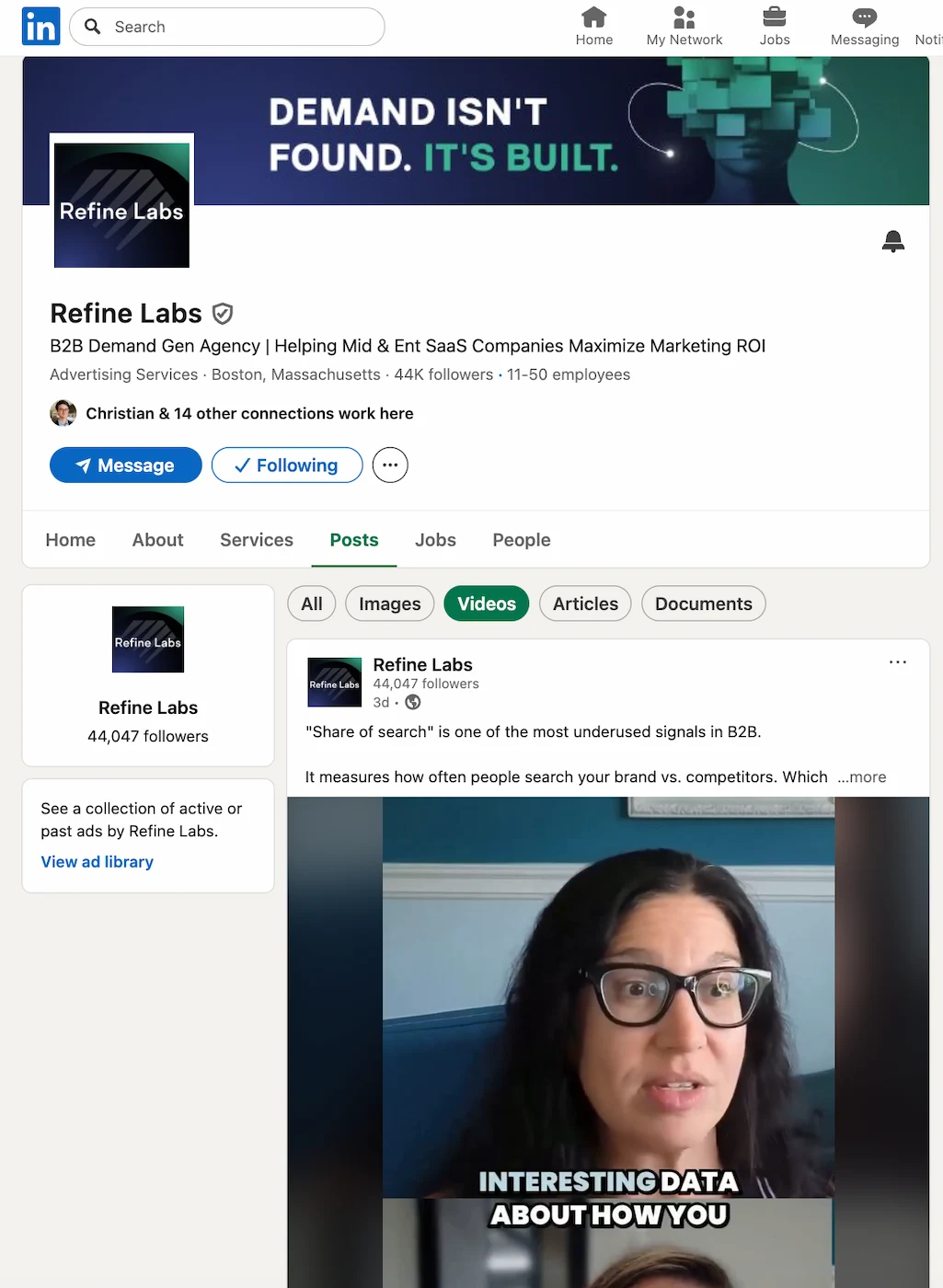 Example of employee advocacy on LinkedIn showing a team member sharing and engaging with company page content