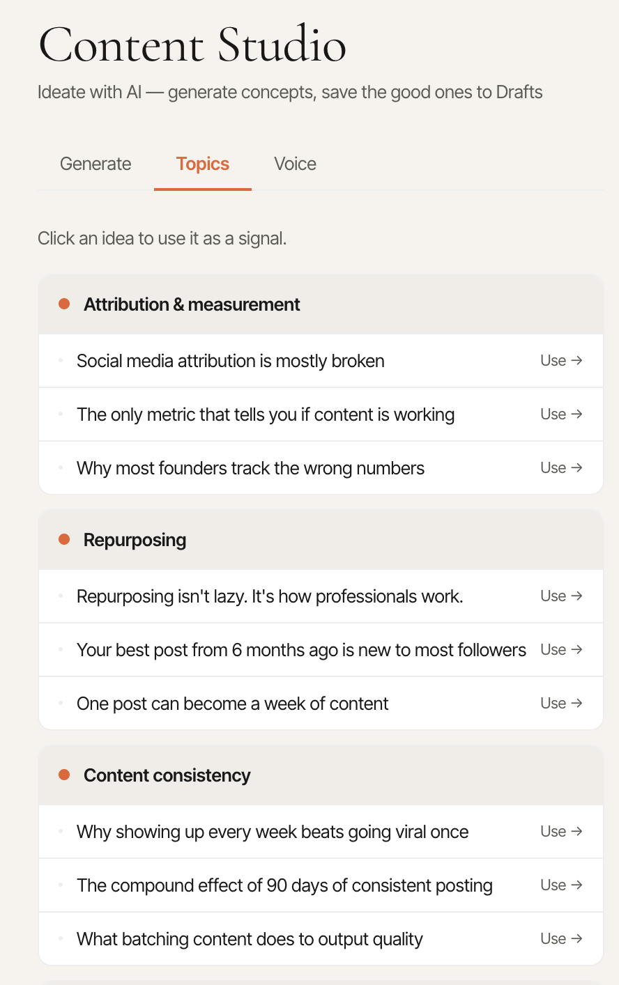DemandBird Content Studio: content generation and repurposing workflow