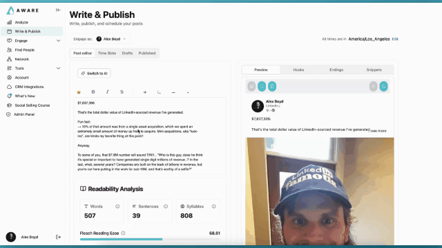 LinkedIn post scheduler and AI post generator in action