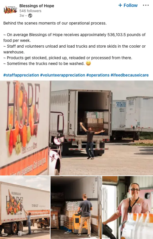 LinkedIn charity and CSR initiative post example