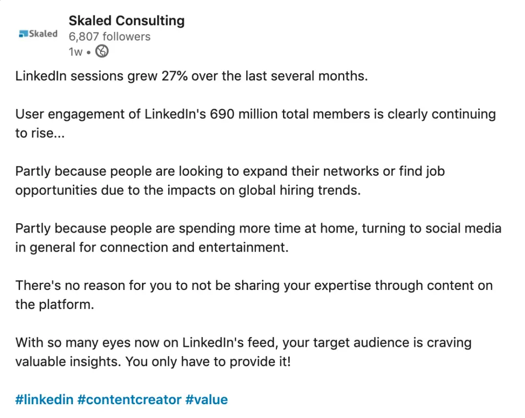 LinkedIn industry insights and analysis post