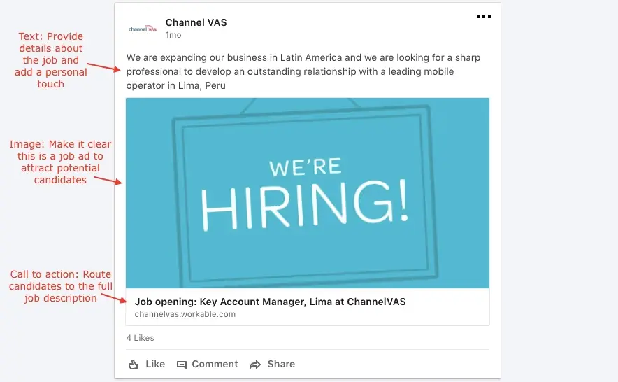 Job posting example on LinkedIn