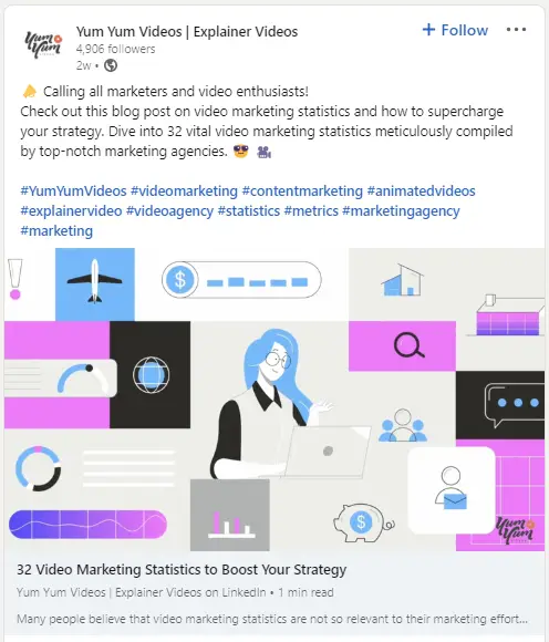 LinkedIn post sharing an interesting statistic