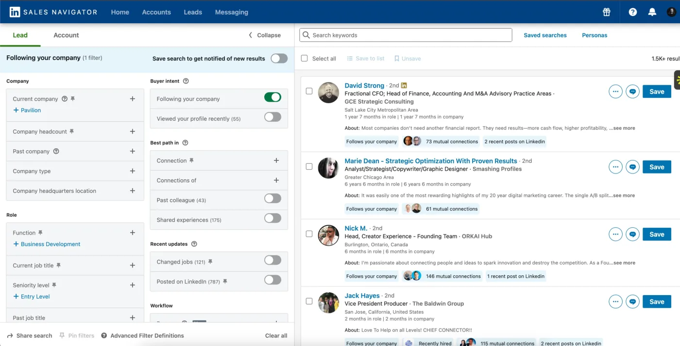 Building a prospect list in LinkedIn Sales Navigator