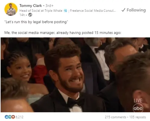 Funny LinkedIn post example that is still relevant to the industry