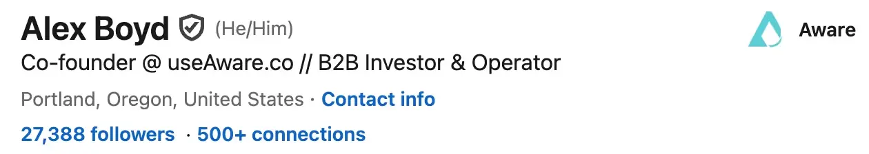 Example of a great LinkedIn headline using keywords and personality