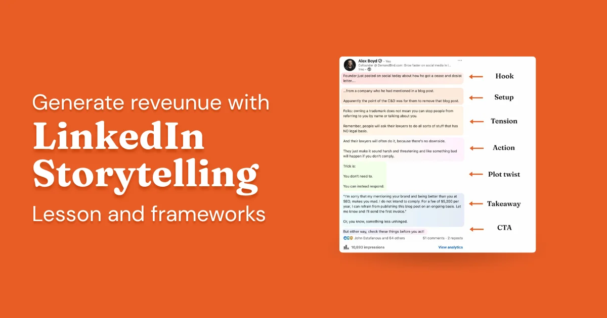 LinkedIn storytelling frameworks and revenue-generating examples