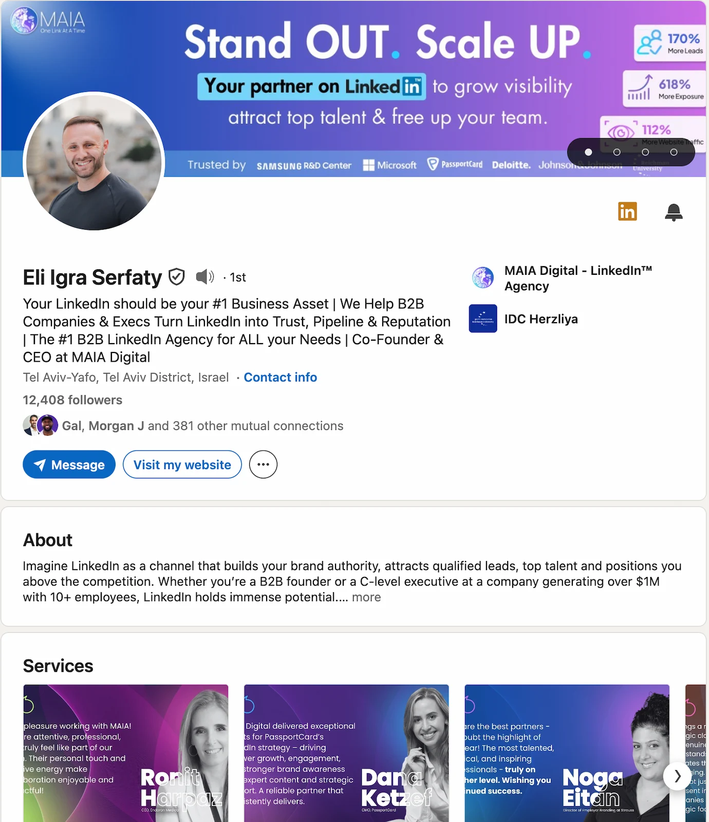 LinkedIn profile screenshot for Eli Igra Serfaty