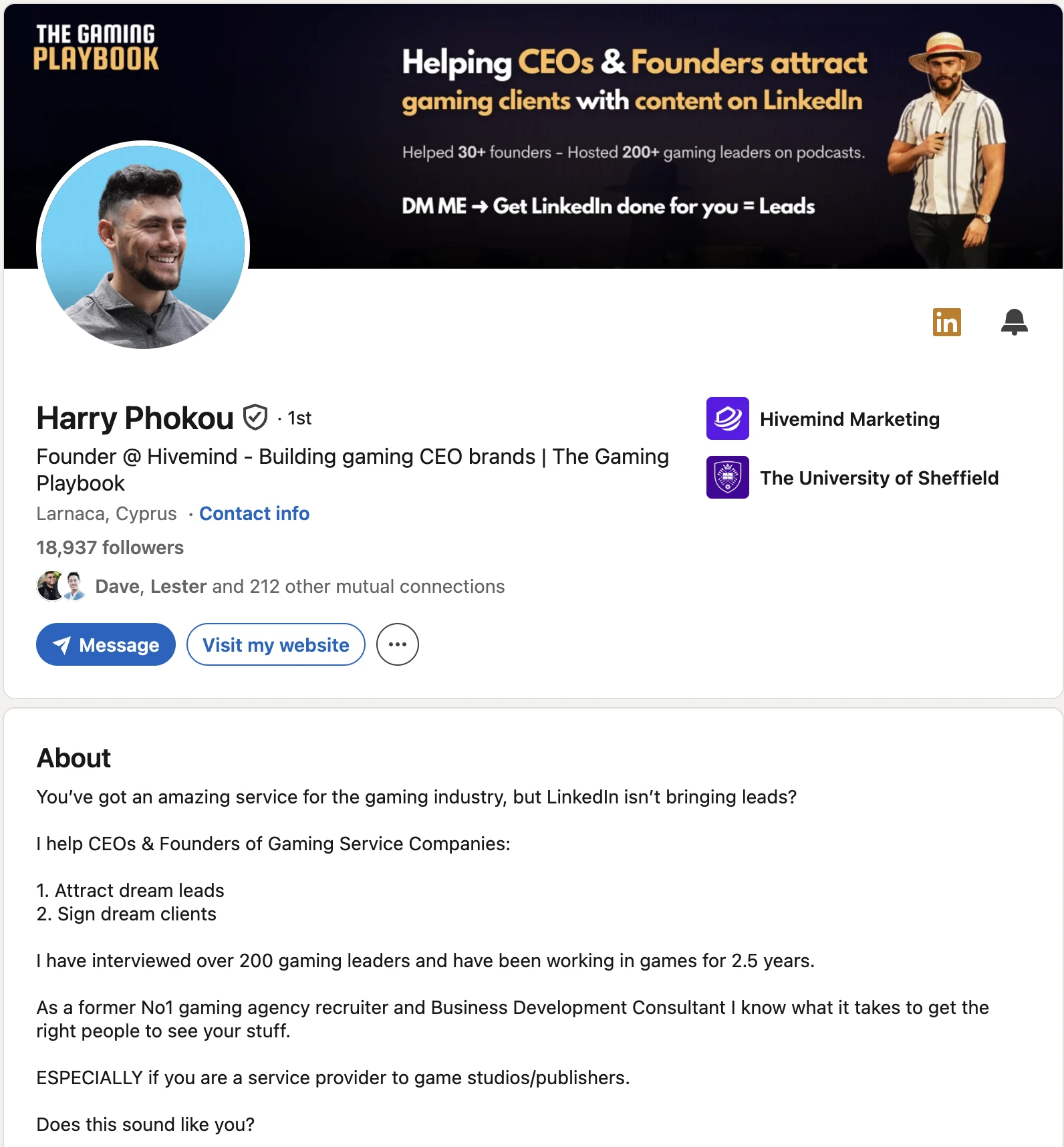 LinkedIn profile screenshot for Harry Phokou