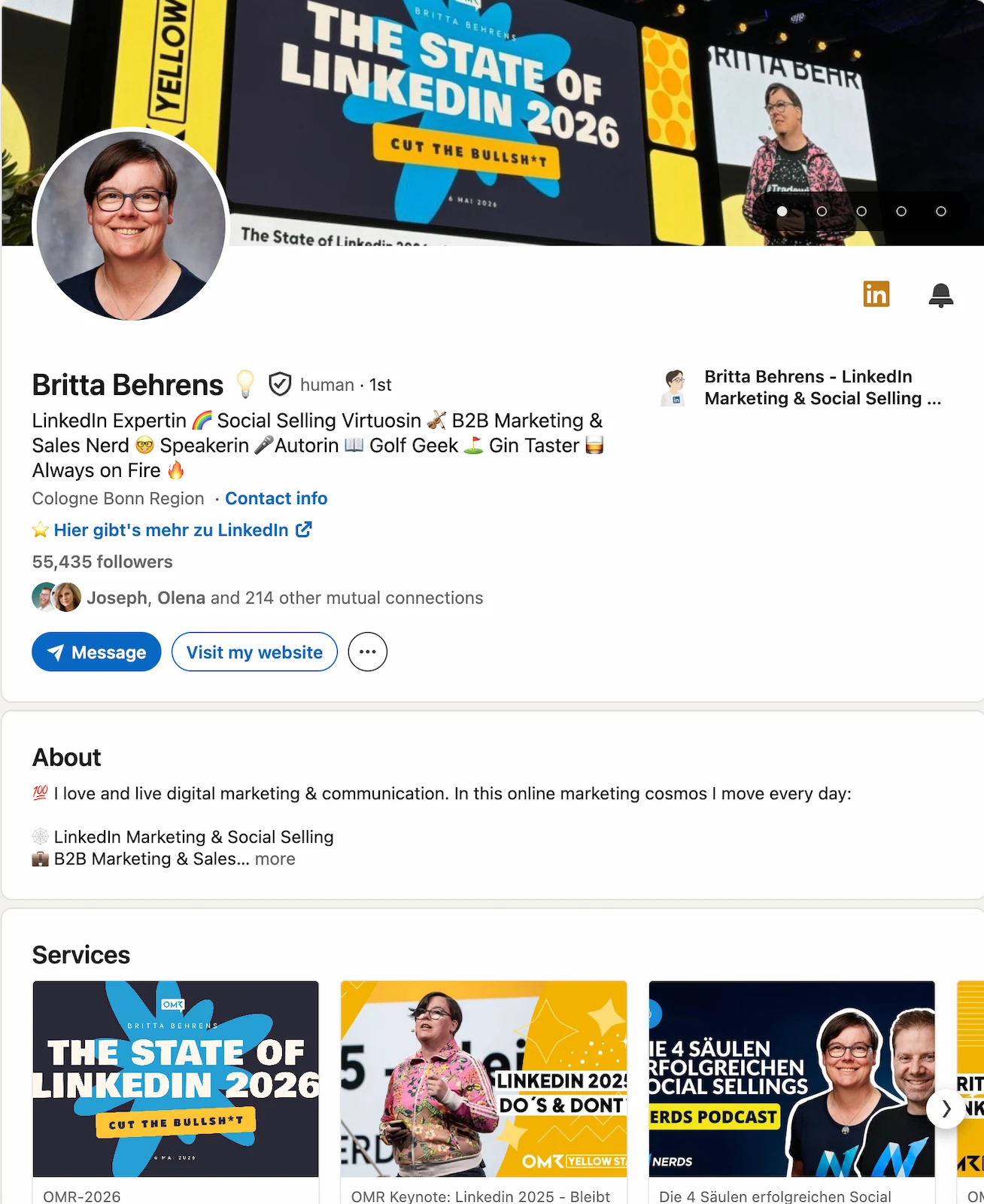 LinkedIn profile screenshot for Britta Behrens