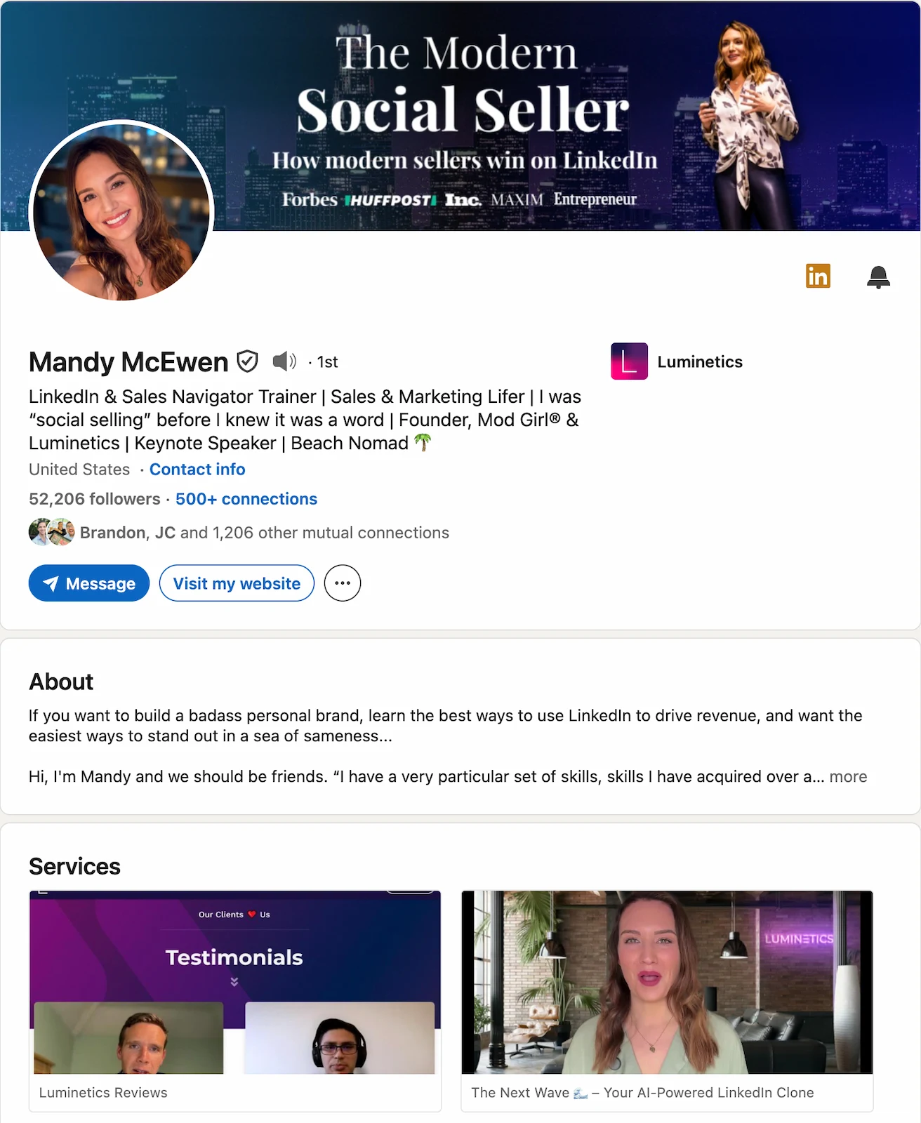 LinkedIn profile screenshot for Mandy McEwen